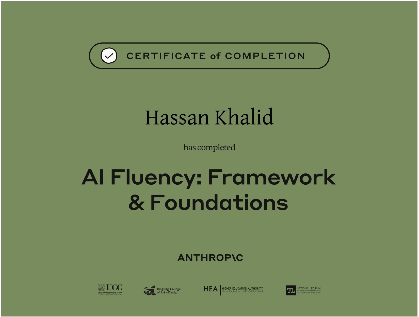 AI Fluency: Framework & Foundations certificate