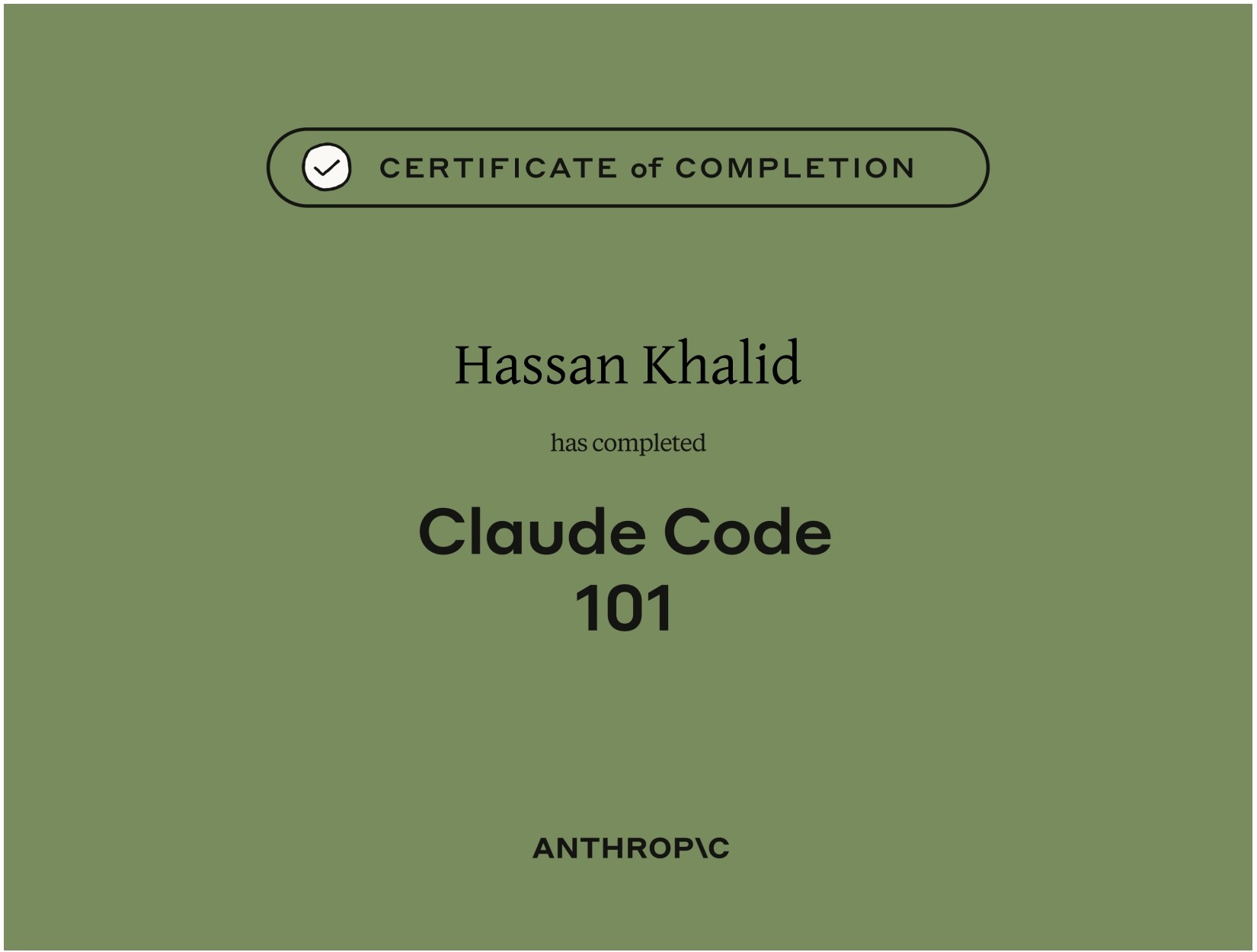 Claude Code 101 certificate