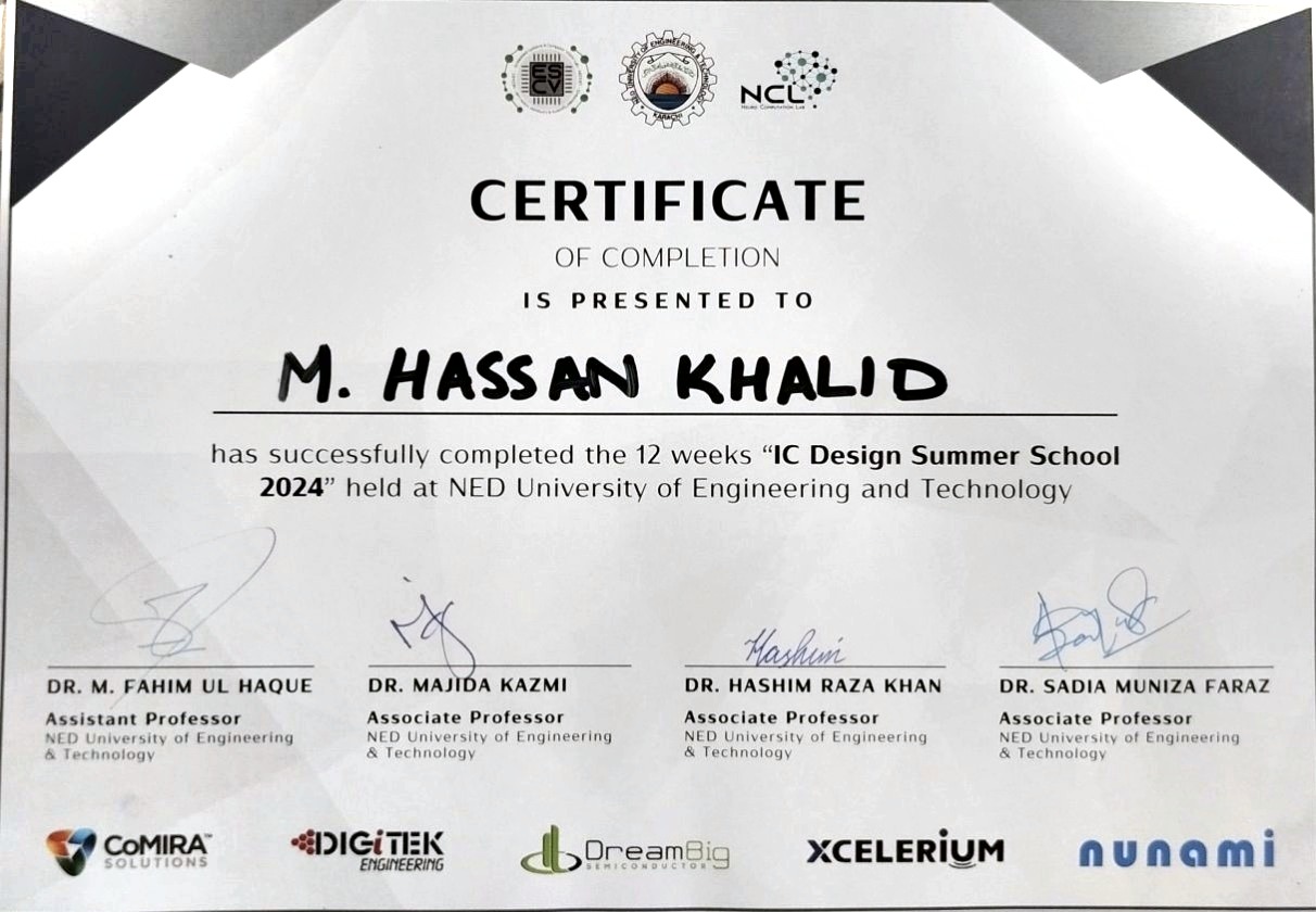 IC Design Summer School certificate