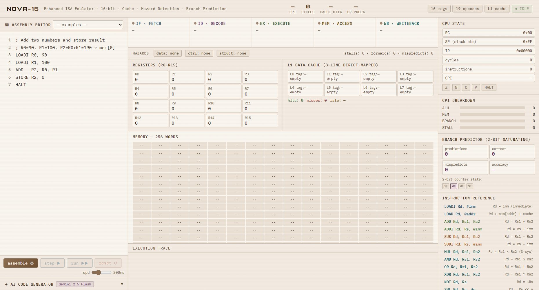 NOVA-16 Enhanced ISA Emulator interface